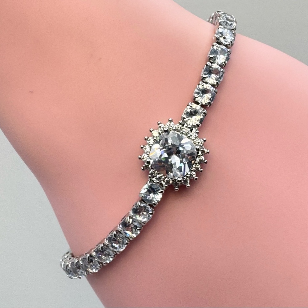 Swarovski Crystal Elements Tennis Bolo Bracelet Adjustable Diamond White Silver
